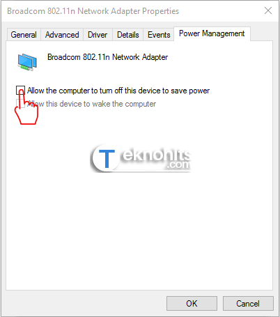 allow the computer to turn off this device to save power