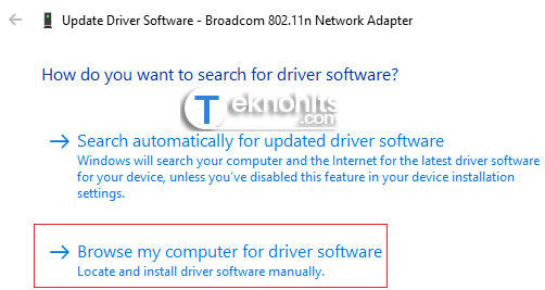 browse my computer for driver software