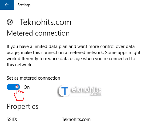 koneksi metered di setting ke on