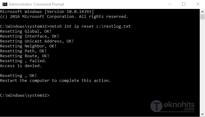 netsh int ip reset c reset log run