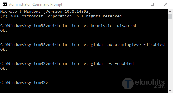 netsh int tcp set