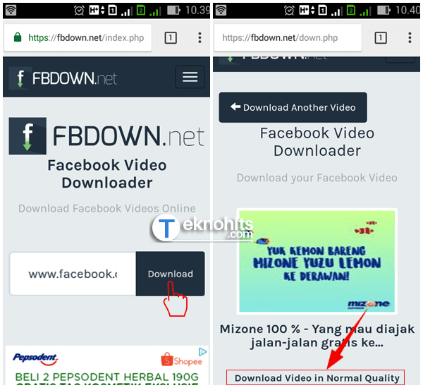 simpan video fb di hp