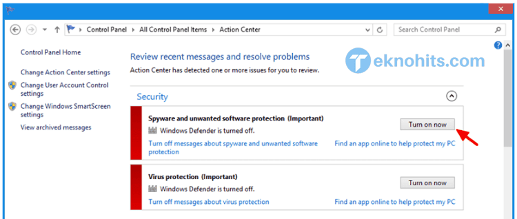 mengaktifkan windows defender di windows 10