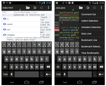 aplikasi pemrograman android: quoda code editor