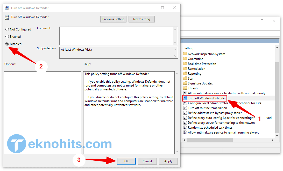 turn off windows defende