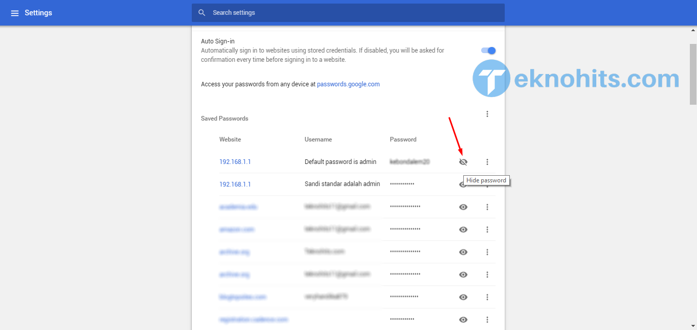 melihat kata sandi yang tersimpan di chrome