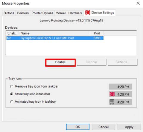 Aktifkan Touchpad