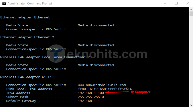 melihat alamat ipv4 ip laptop