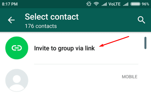 Invite to group via link