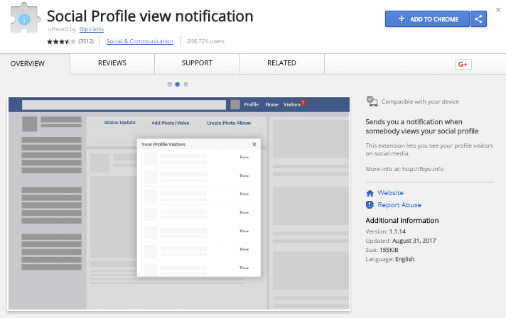 social profile view notificaion