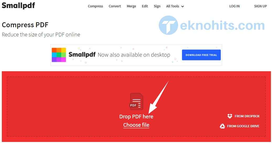 drop pdf yang akan di kompres